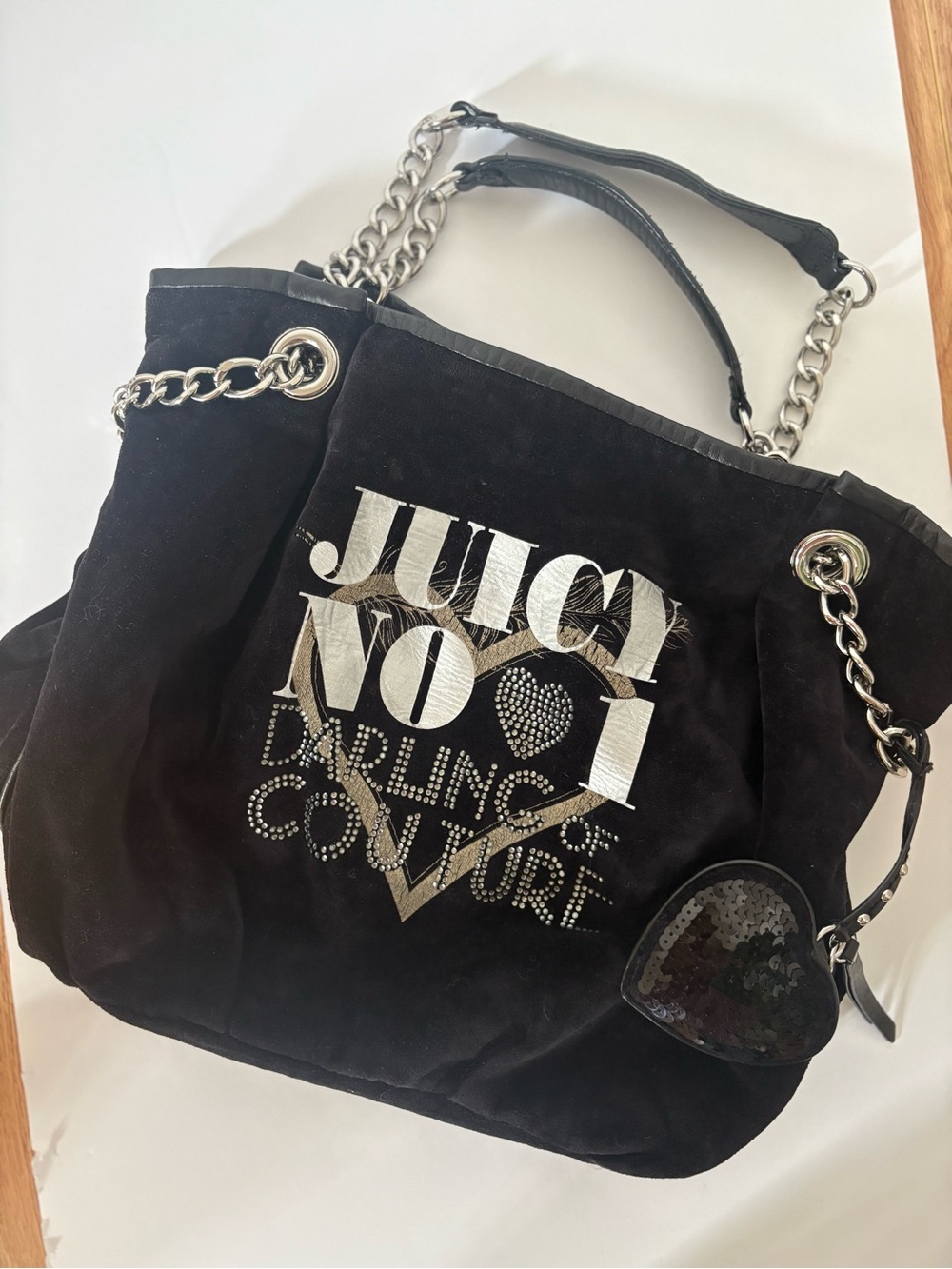 Vintage 2006 Juicy Couture Black Velvet Chain-Handle bag - RARE FIND!